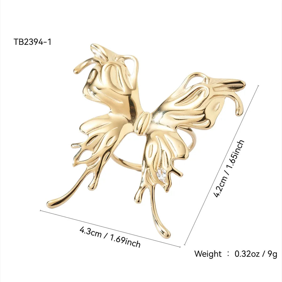 Gold Butterfly Pendant Necklace for Women Gold Ring