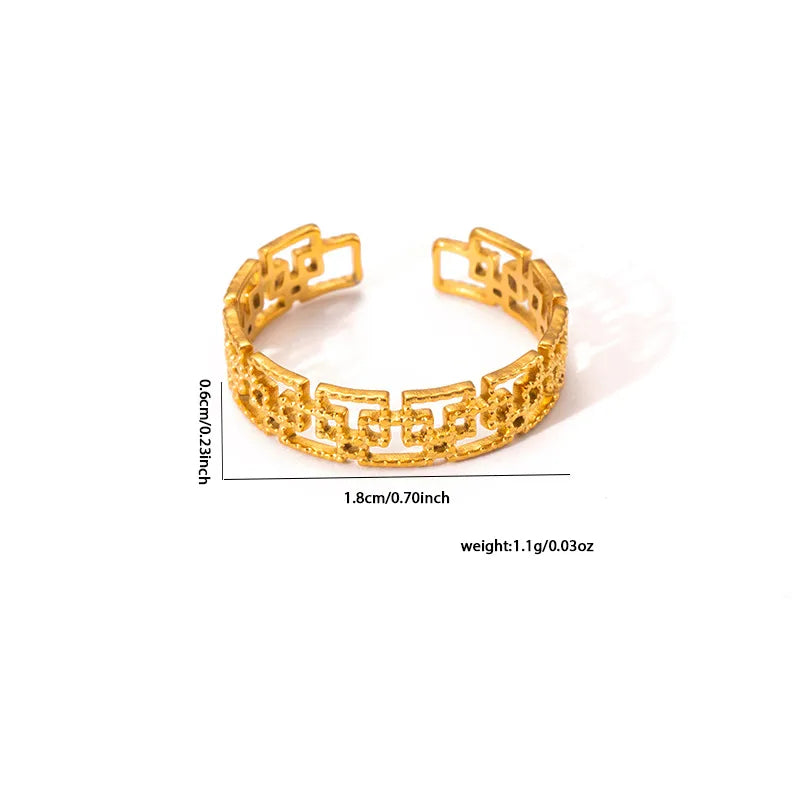 Minimalist Titanium Steel Geometric Ring Adjustable Opening TYGR0147