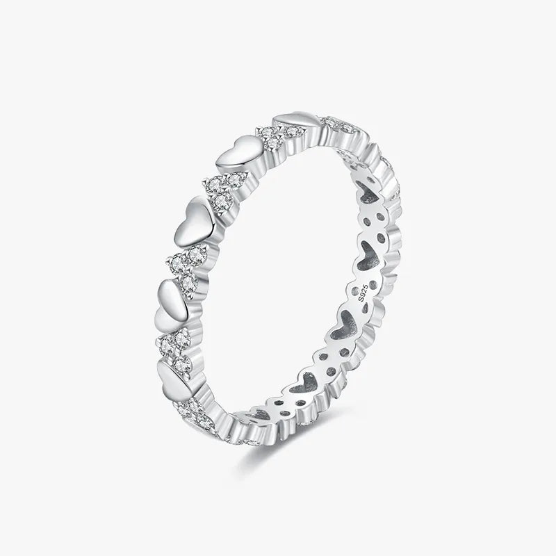 Heart-Shaped Zircon Ring in 925 Sterling Silver
