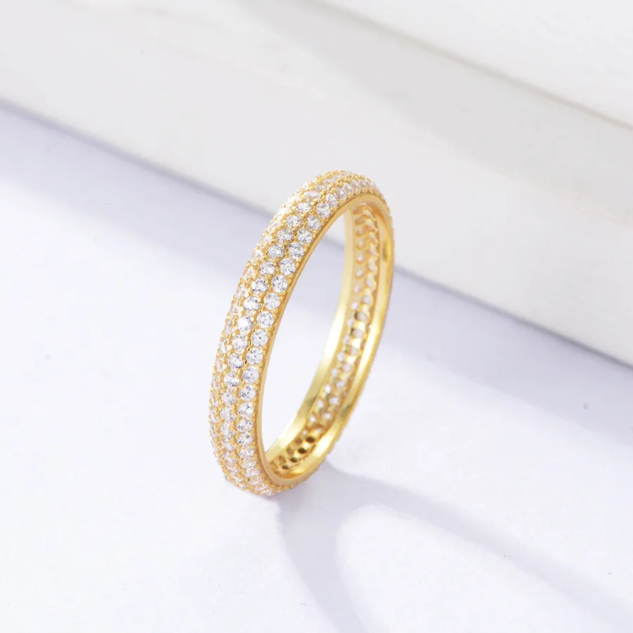 925 Sterling Silver Geometric Zircon Ring Yellow