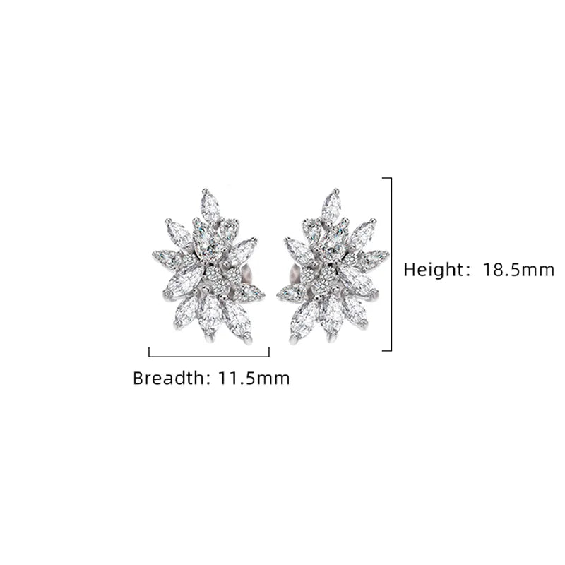 White Gold Plated Sterling Silver Flower Stud Earrings