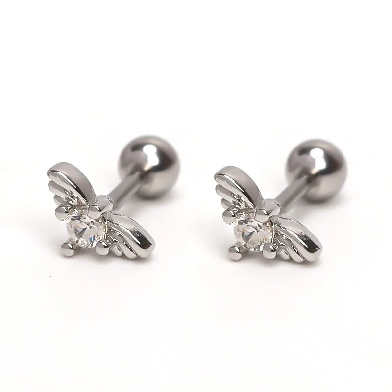 Gold Wing Zircon Stainless Steel Earring