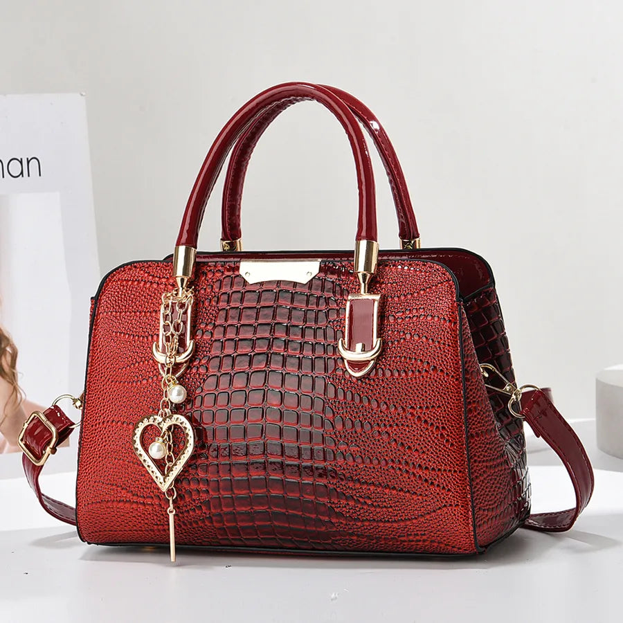 Crocodile Pattern Crossbody Shoulder Bag Red