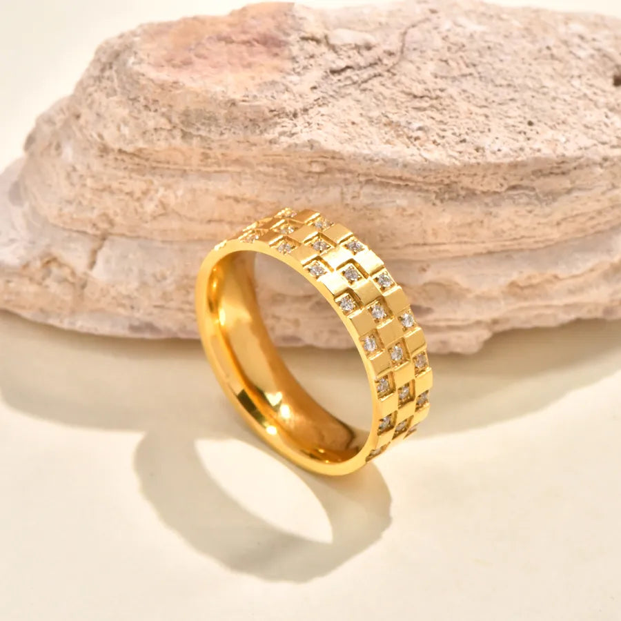 18K Gold Plated Double Layer Zircon Ring 5773101