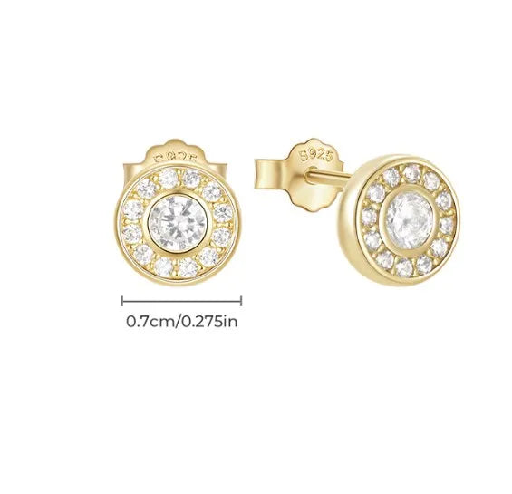 925 Silver Zircon Geometric Flower Stud Earrings