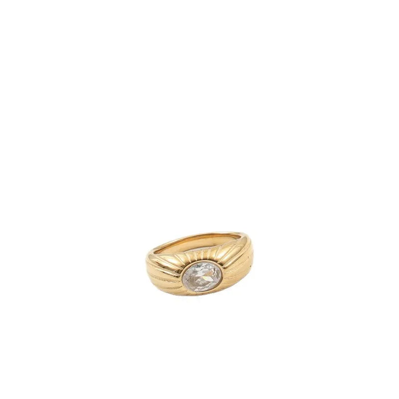 18K Gold Plated Titanium Zircon Ring