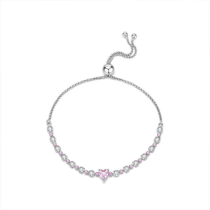 Heart-Shaped Sterling Silver Adjustable Bracelet