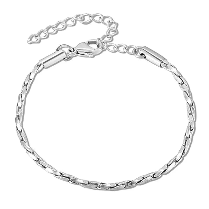 Gold Plated Snake Bone Bracelet – Unisex Geometric Steel Color Chain Width 2.4MM*16CM+5