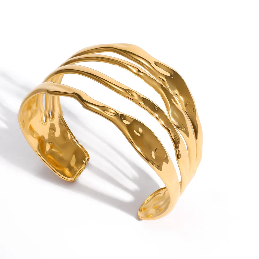18K Gold Plated Stainless Steel Open Cuff Bracelet