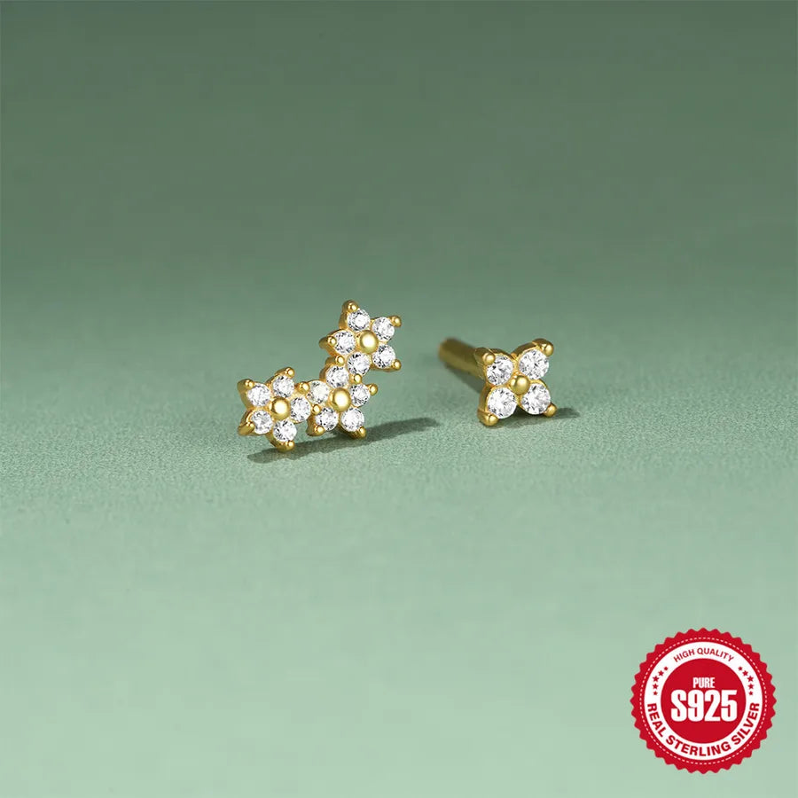 925 Sterling Silver Classic Ear Stud Single Golden #2