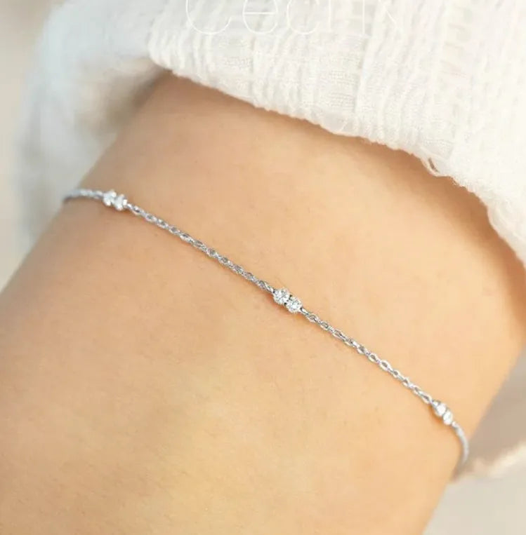 18K Gold Plated Sterling Silver Zircon Bracelet Platinum 925 Silver