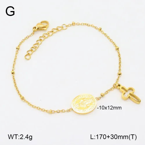 Vintage Gold Cross Stainless Steel Bracelet 170*5+30mm 1 Gold 1 Strand Package