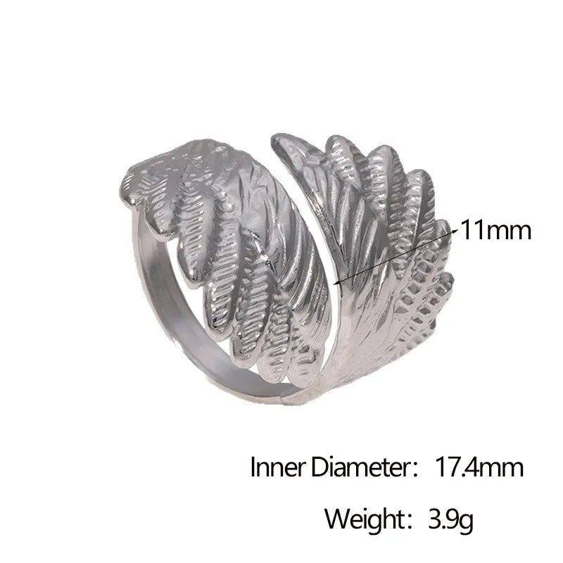 Gold Plated Wing Stainless Steel Ring for Women Rings Silver