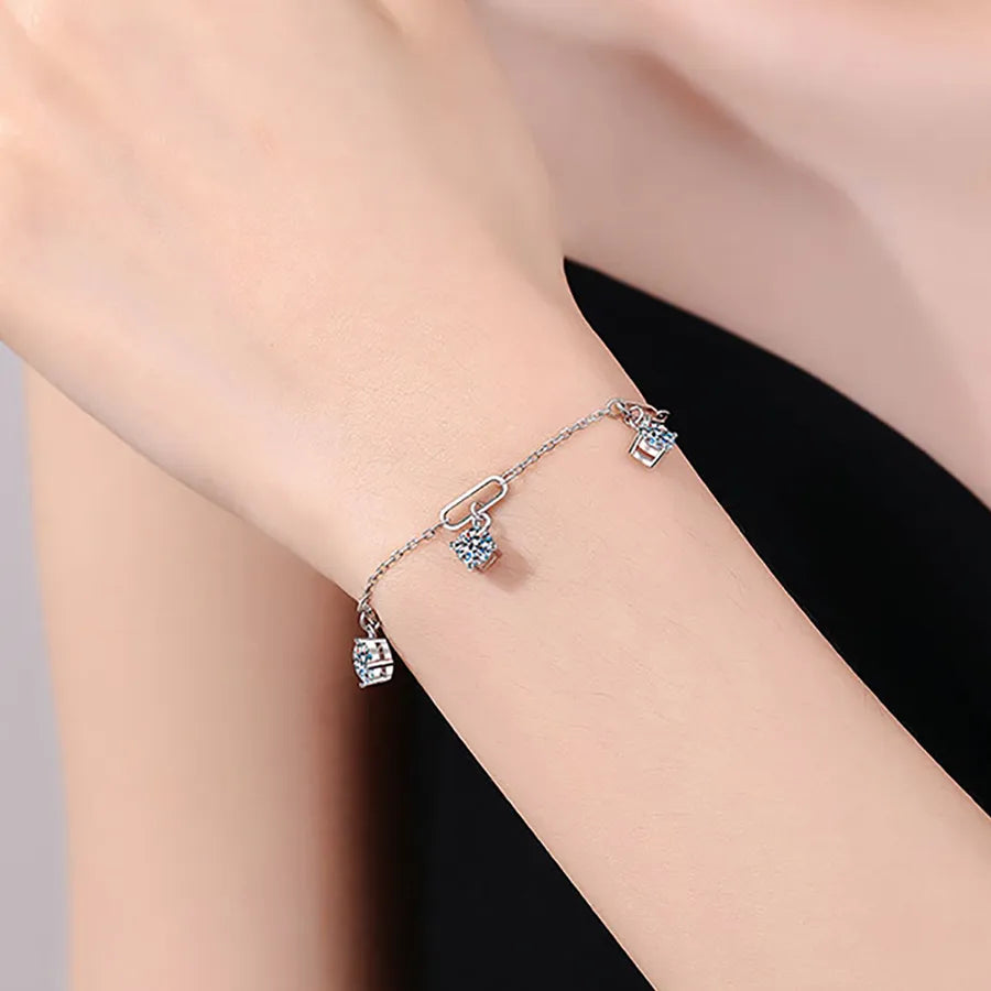 Elegant 1.5ct Moissanite Silver Bracelet