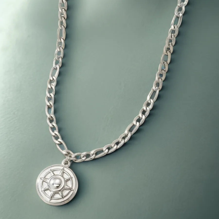 Gold Plated Stainless Steel Layered Pendant Necklace Average Size Steel Color 009#