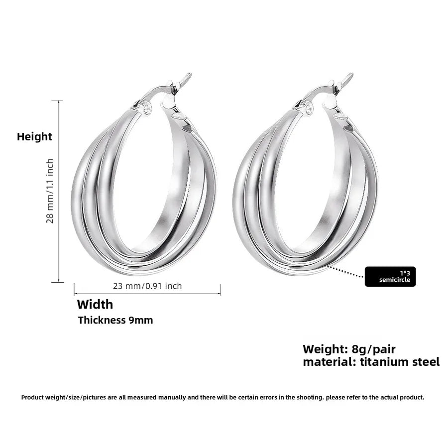 Titanium Steel Geometric U-Shaped Earrings PJER255 Steel Color 23mm