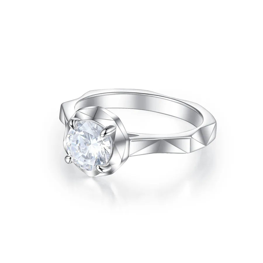 925 Silver Zircon Ring for Women – Geometric Design