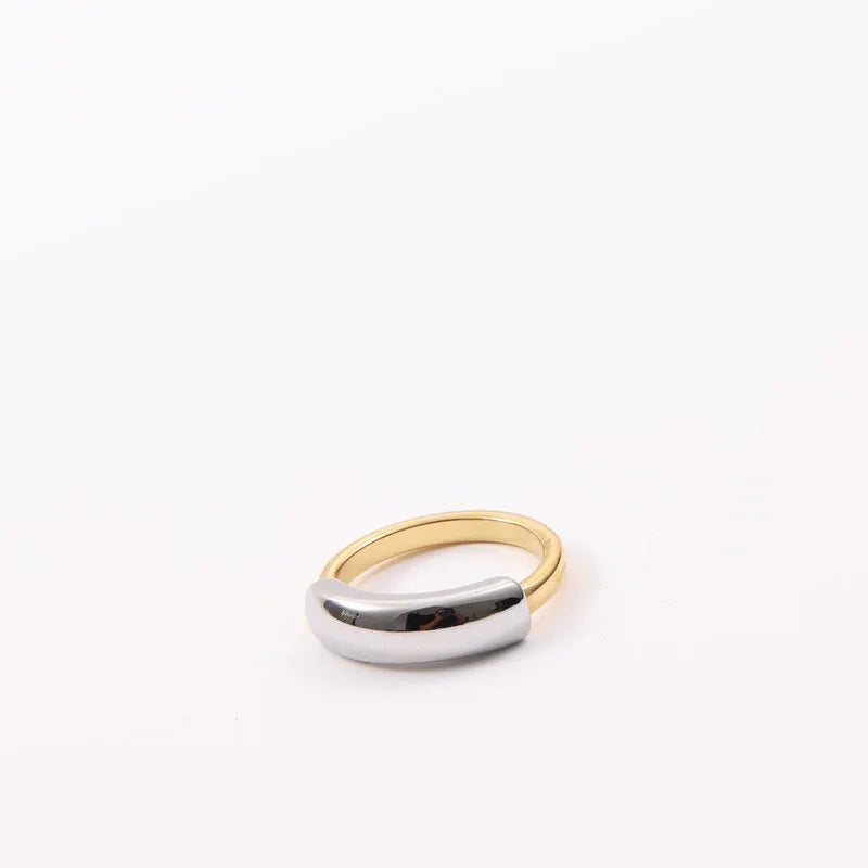 Two-Tone Titanium Steel Ring with 18K Gold Plating