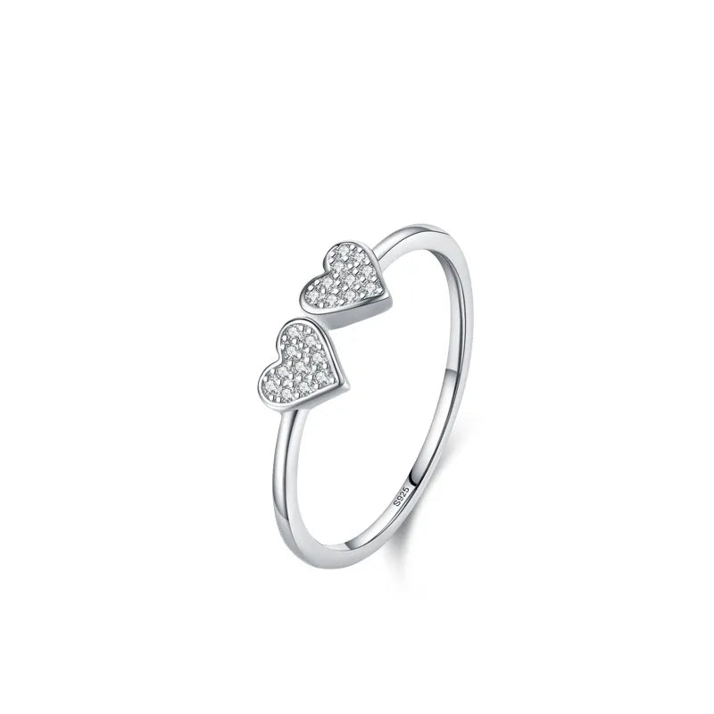 Heart-Shaped S925 Silver Diamond Ring