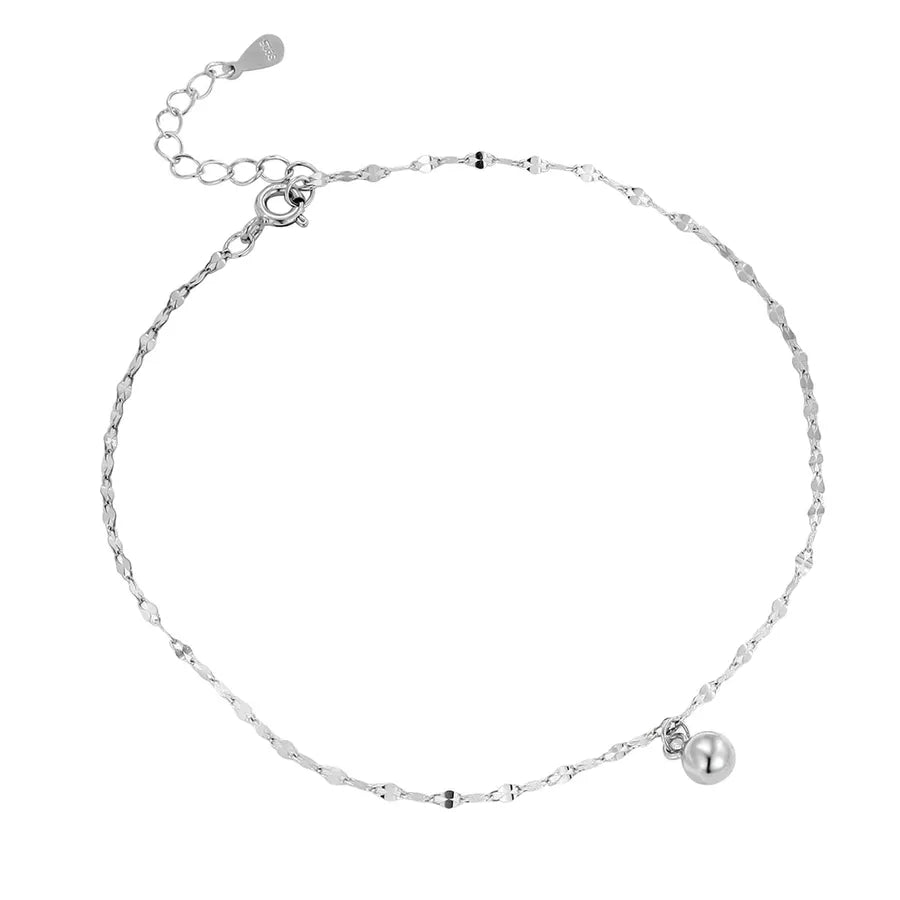 Sterling Silver Geometric Bead Anklet