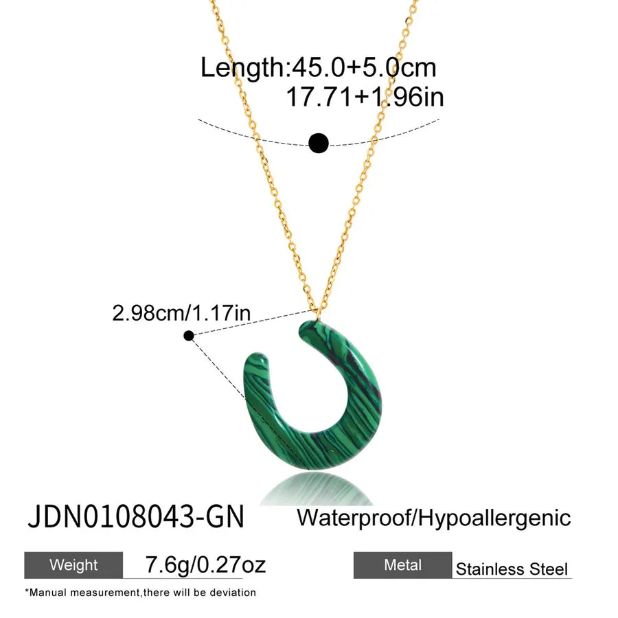 18K Gold PVD U-Shape Stainless Steel Necklace JDN0108043-GN