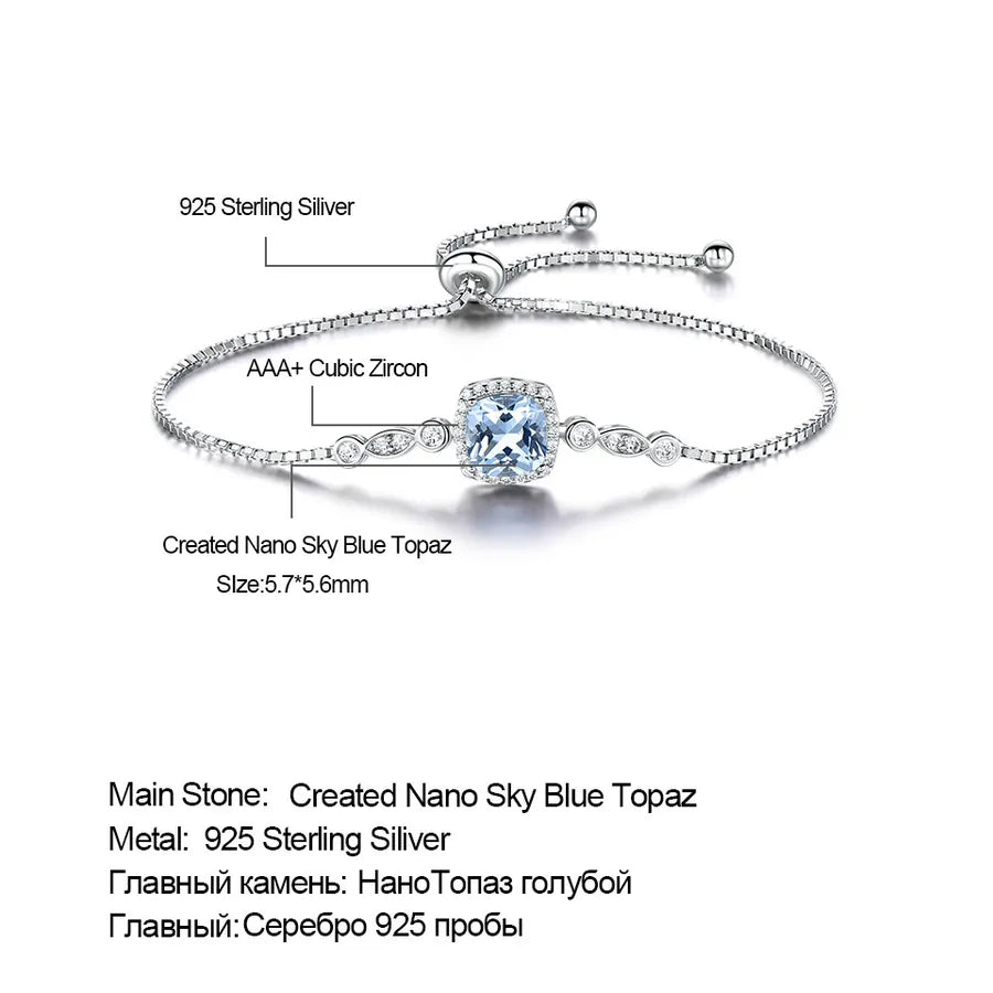 Sterling Silver Aquamarine Bracelet for Women