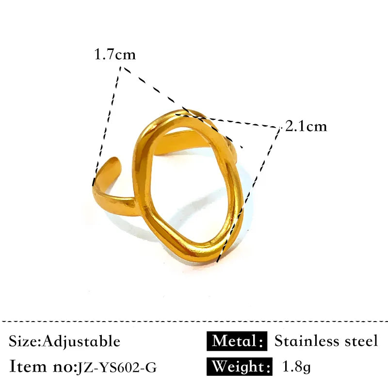 Unisex Geometric Titanium Steel Gold Ring Gold JZ-YS602-G