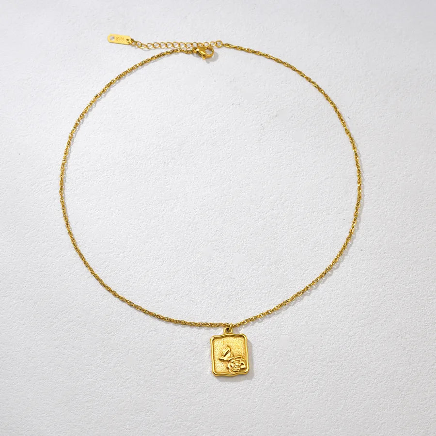 Rose Gold Butterfly Stainless Steel Choker Necklace