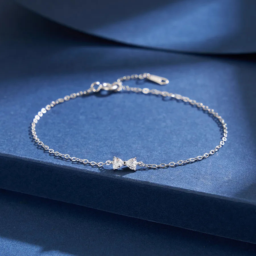925 Silver Bow Knot Zircon Bracelet Silver