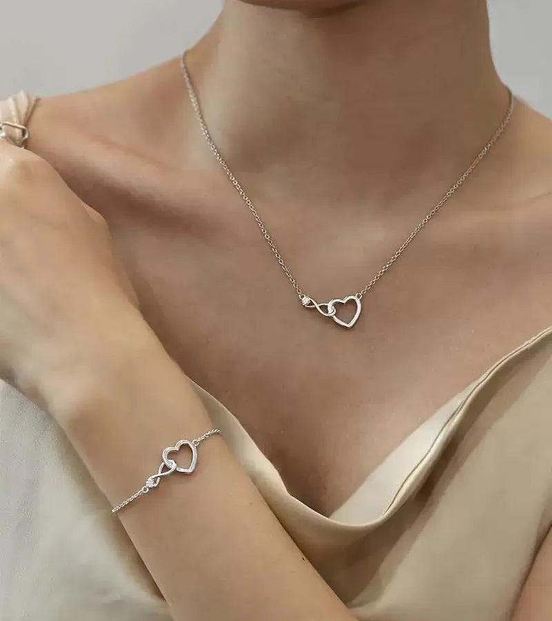 Sterling Silver Heart Necklace for Women Platinum 925 Silver