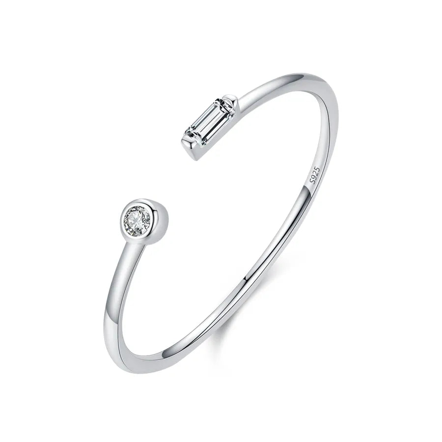 925 Sterling Silver Zircon Open Ring Silver 925 Silver