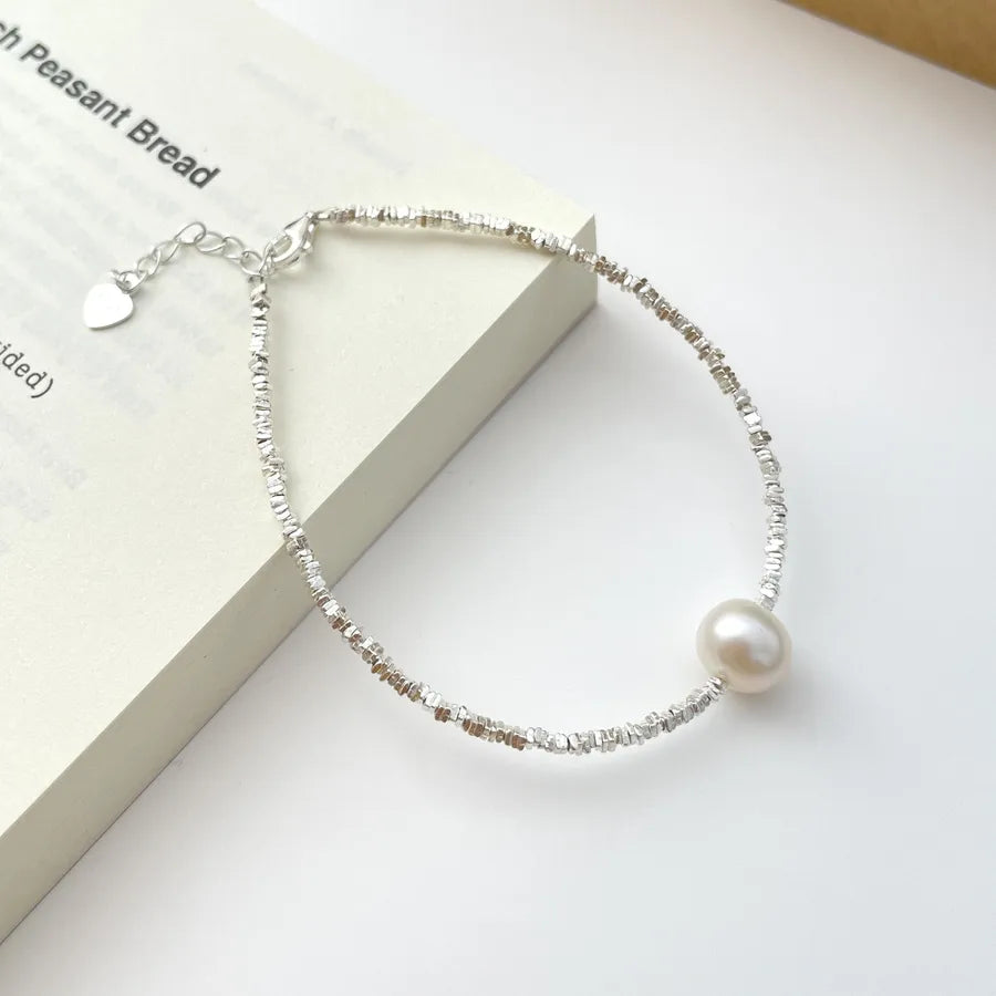 Sterling Silver Geometric Pearl Necklace Su Silver - Bracelet 925 Silver