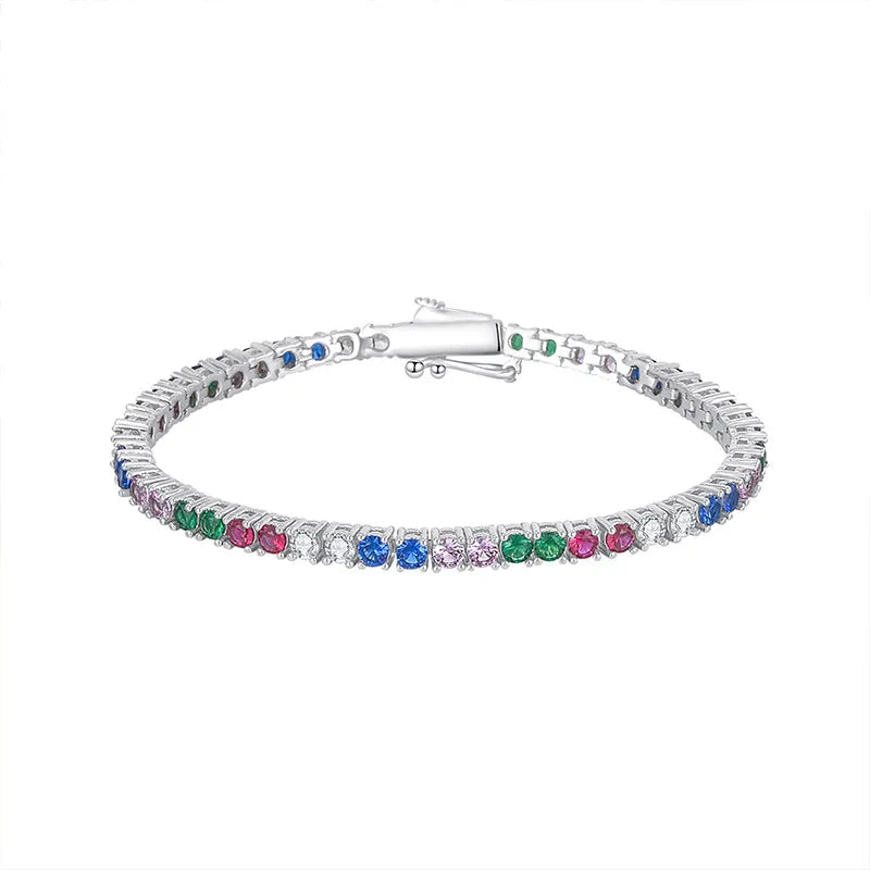 Sterling Silver Geometric Zircon Tennis Bracelet