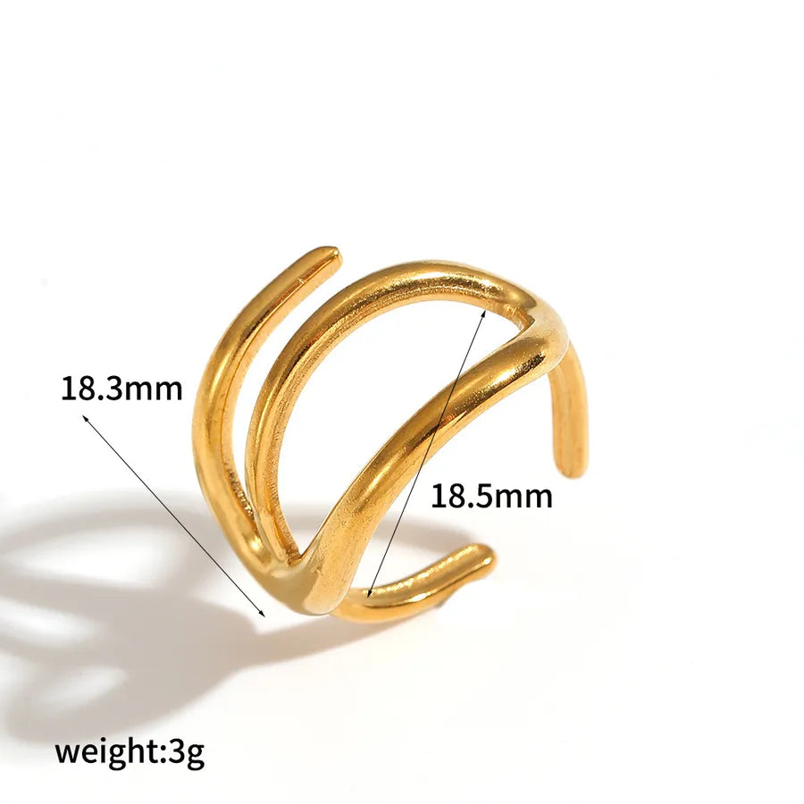 Geometric Titanium Steel Ring – Unisex Gold Plated TR4503