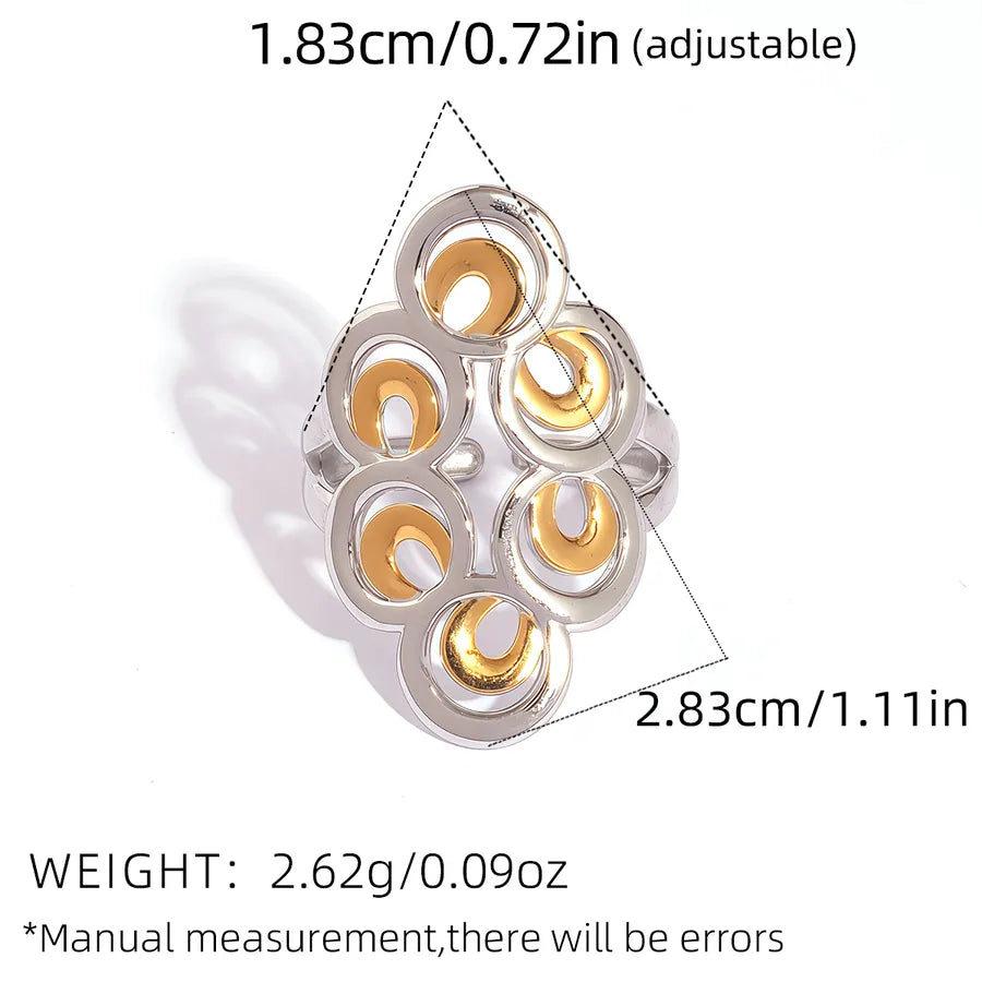 18K Gold Plated Boho Stainless Steel Ring adjustable Gold and Silver color 1 Piece Geometric Line Opening Ring