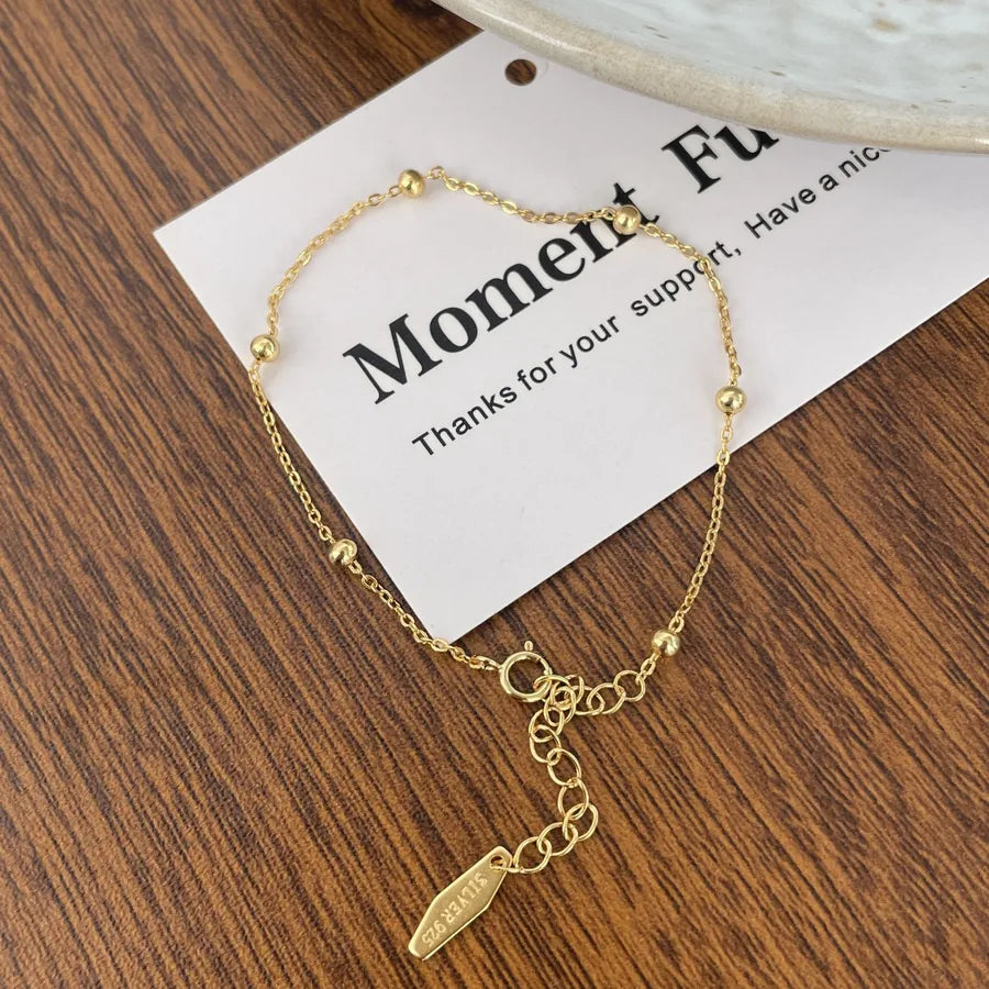 Sterling Silver Cross Bead Bracelet for Women Interbead Bracelet-Gold Color 925 Silver