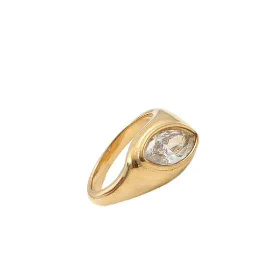 18K Gold Eye-Shaped Zirconia Ring