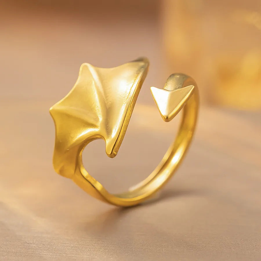 18K Gold Titanium Steel Geometric Open Ring K285 Gold Ring Adjustable