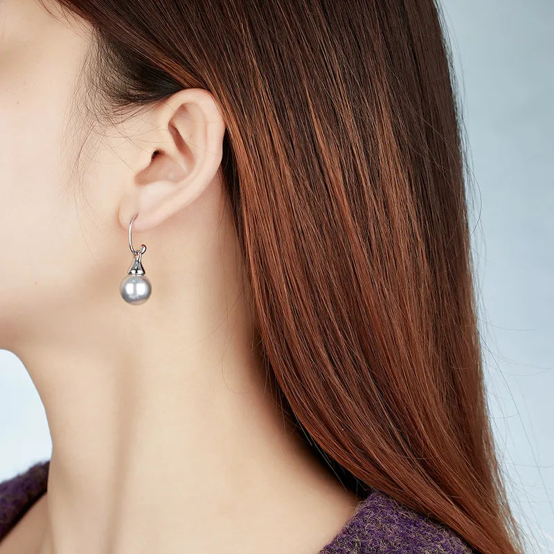 925 Silver Shell Pearl Drop Earrings