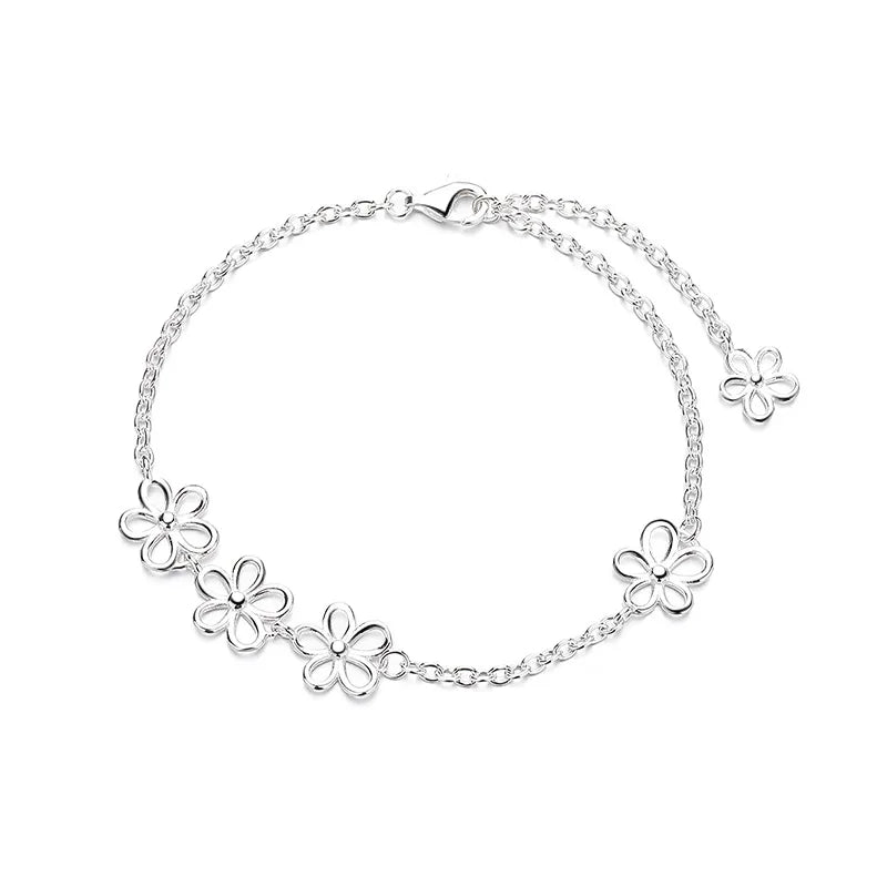 Sterling Silver Floral Cutout Bracelet