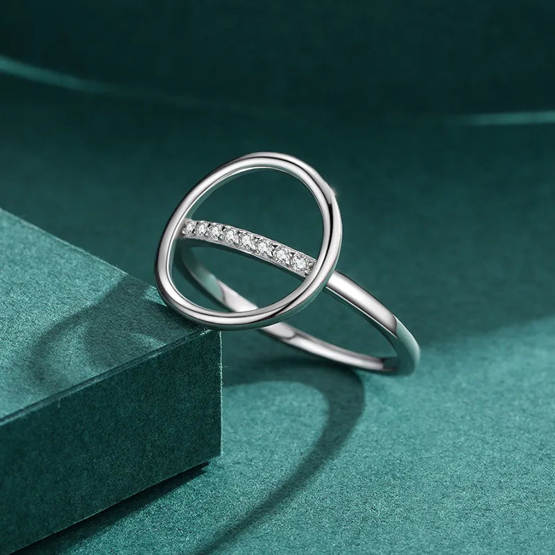 Sterling Silver Zircon Circle Ring