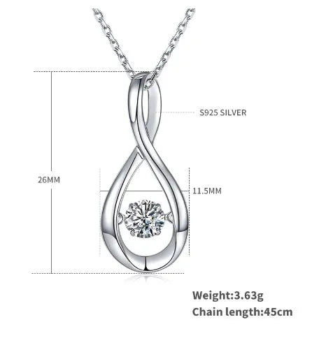 925 Silver Moissanite Infinity Pendant Necklace
