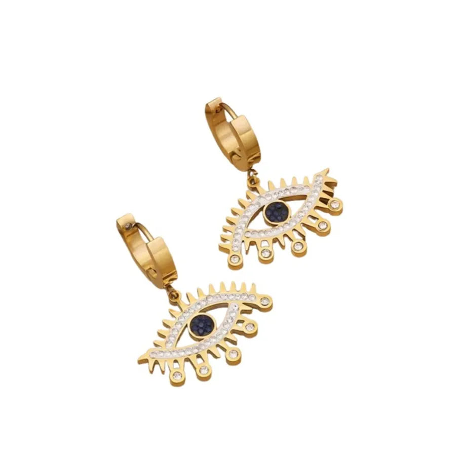 18K Gold Plated Eye Pendant Necklace One Size Gold 3 # (earrings) QJ0410