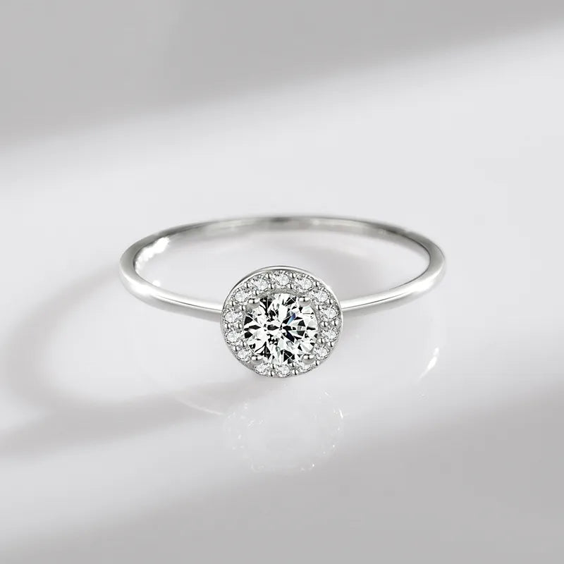 925 Sterling Silver Round Zircon Ring