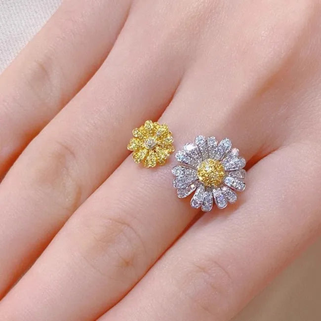 925 Sterling Silver Adjustable Flower Ring