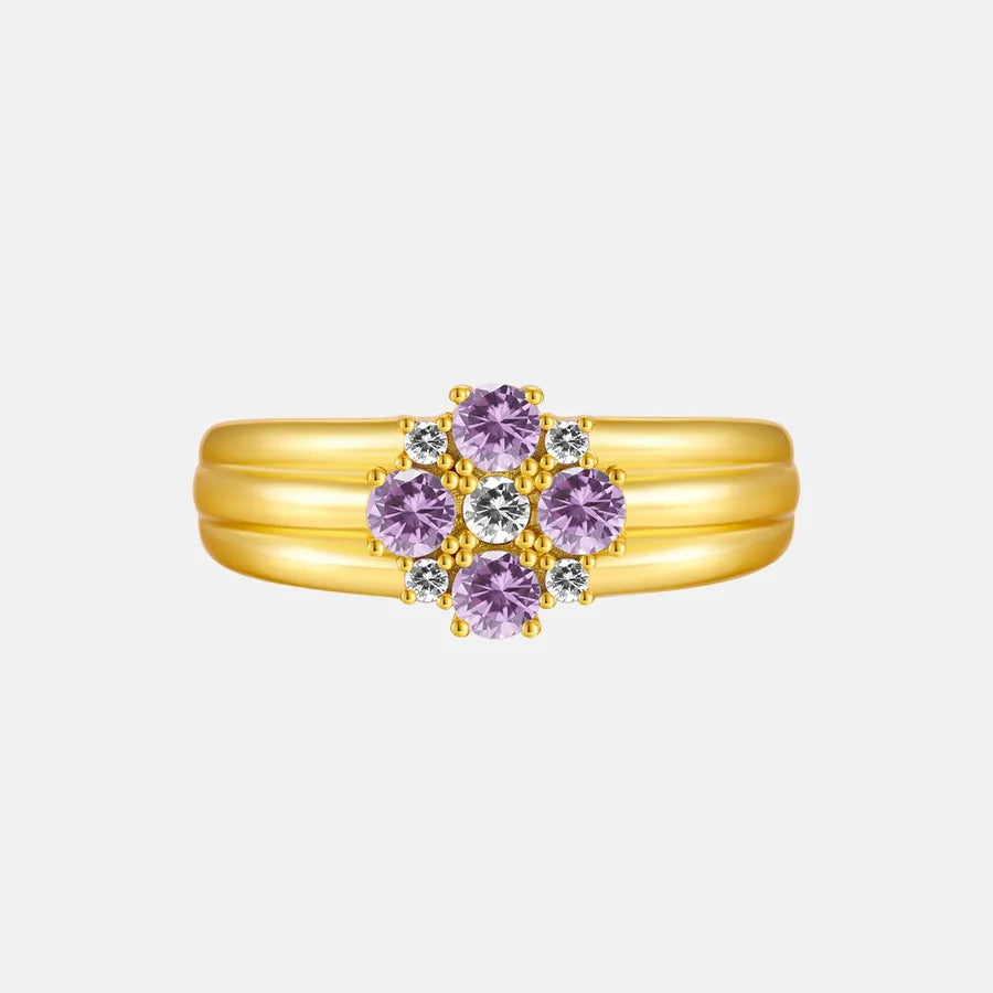 18K Gold Plated Sterling Silver Open Ring Adjustable 18K Gold-Mmr215-2