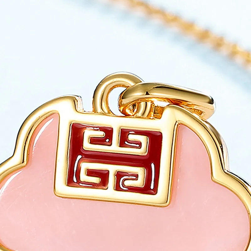 Lucky Cloud Pink Shell Silver Pendant Necklace