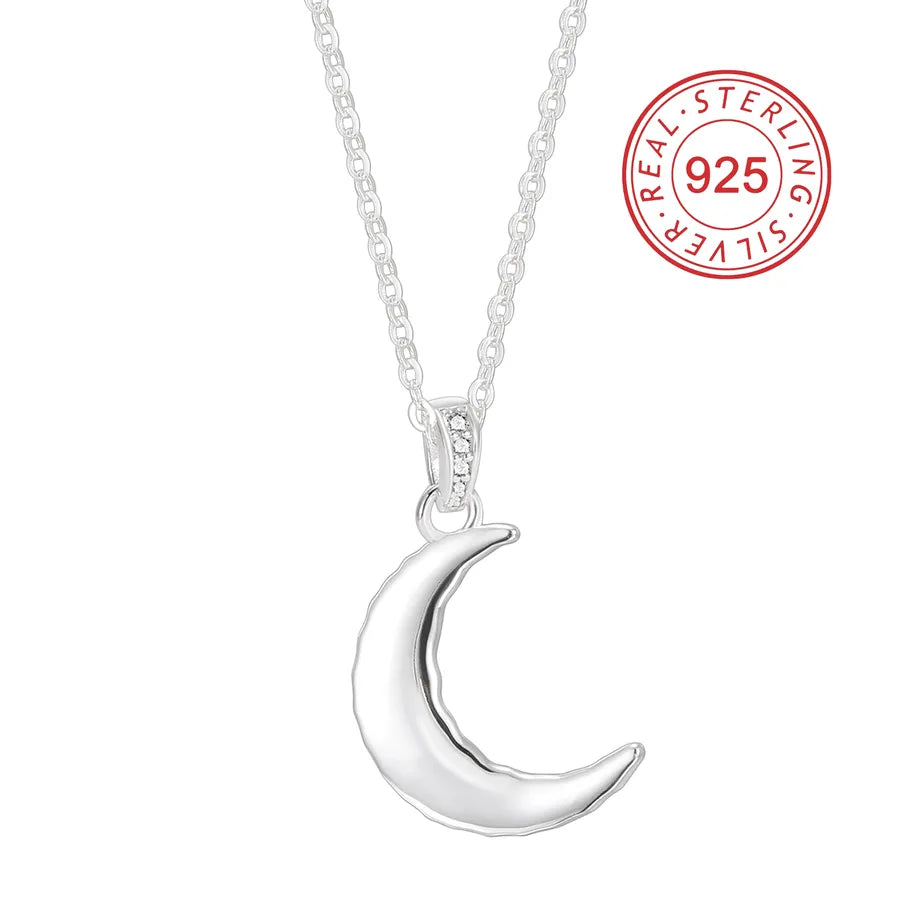 925 Sterling Silver Moon Pendant Necklace