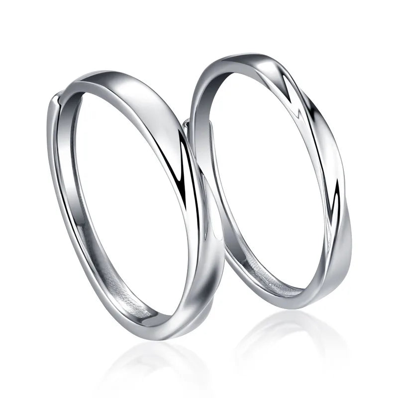 925 Sterling Silver Mobius Couple Ring