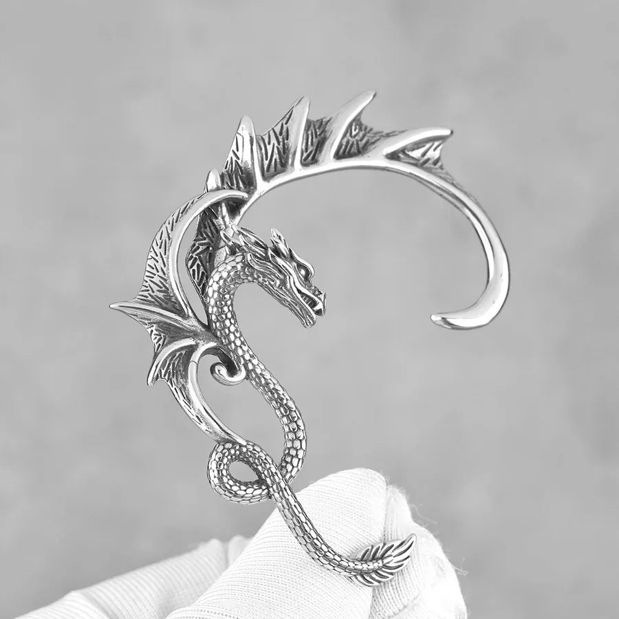 Unisex Stainless Steel Dragon Ear Cuff Right Ear